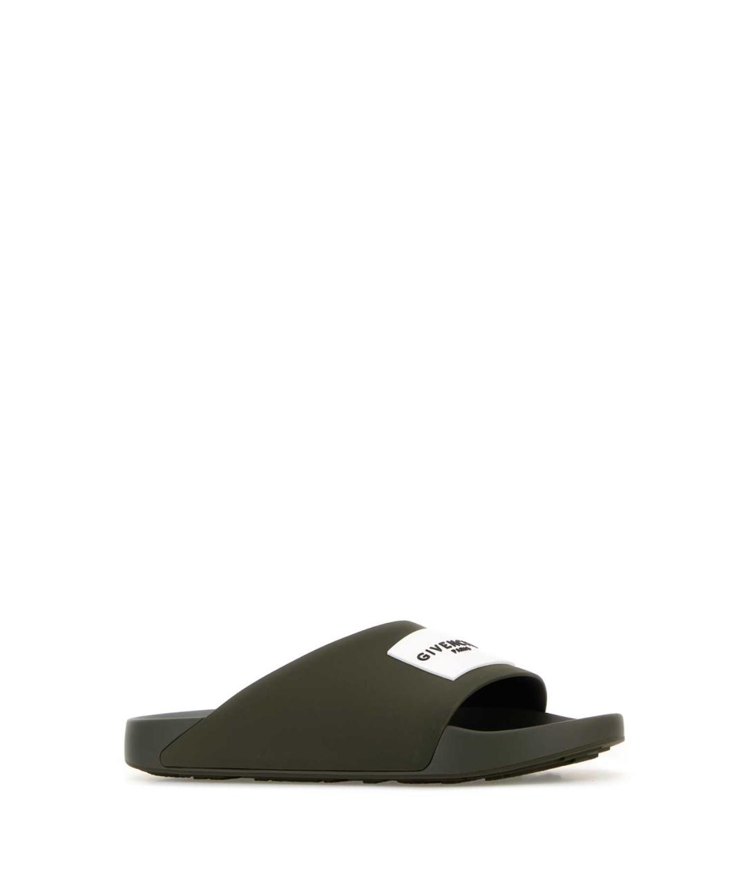 GIVENCHY Зеленые резиновые шлепанцы, фото 2