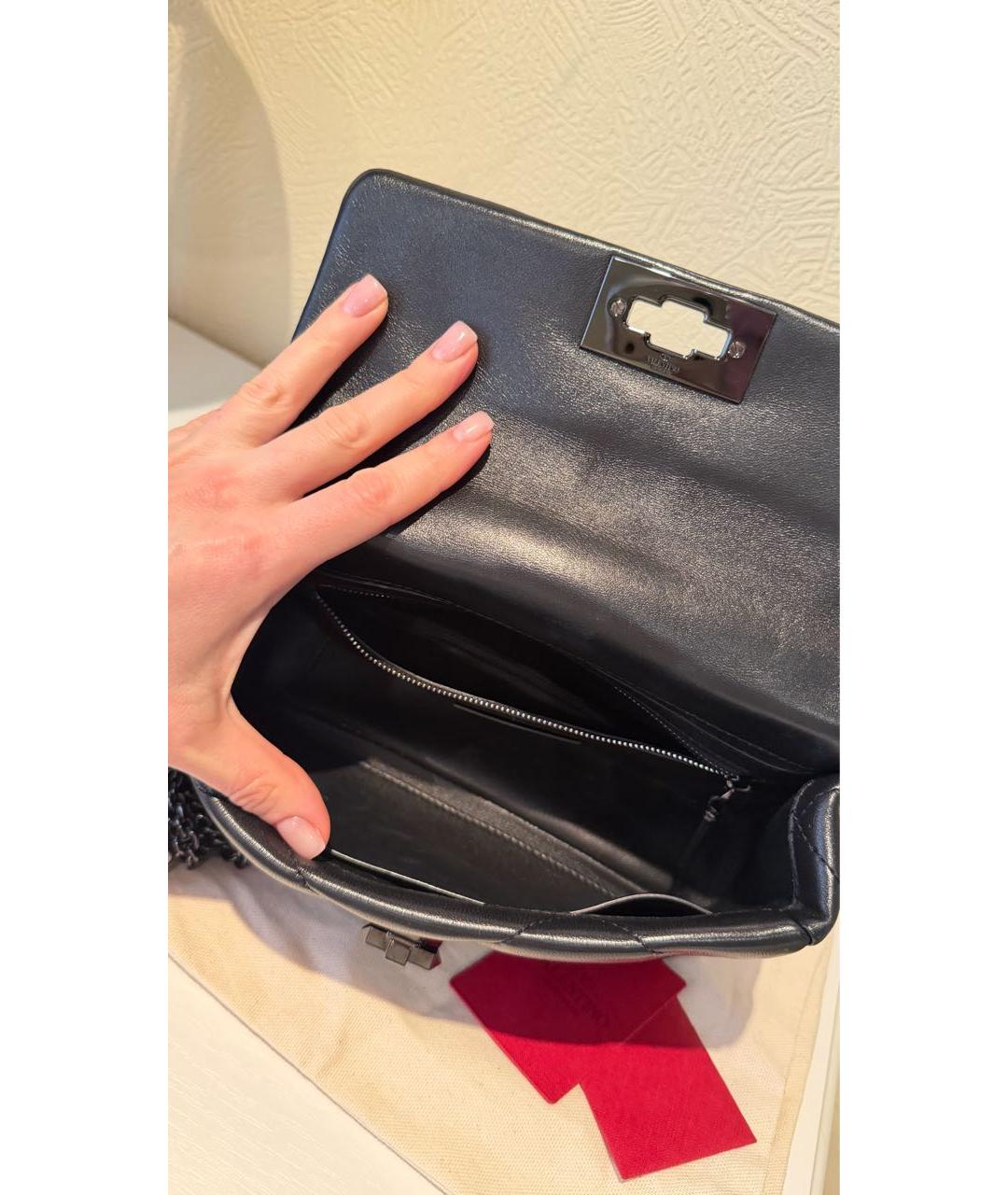 VALENTINO Черная кожаная сумка через плечо, фото 4