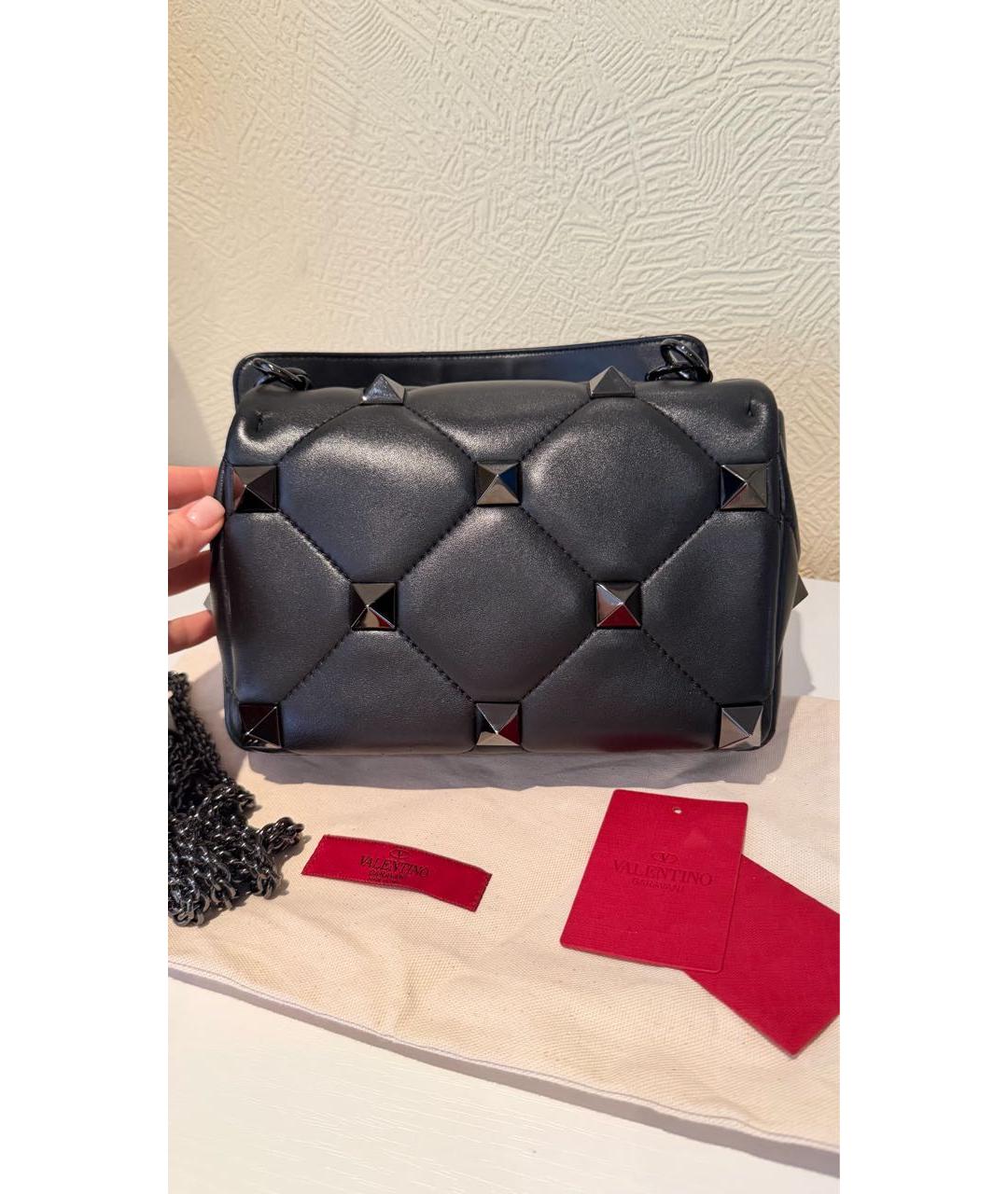 VALENTINO Черная кожаная сумка через плечо, фото 3
