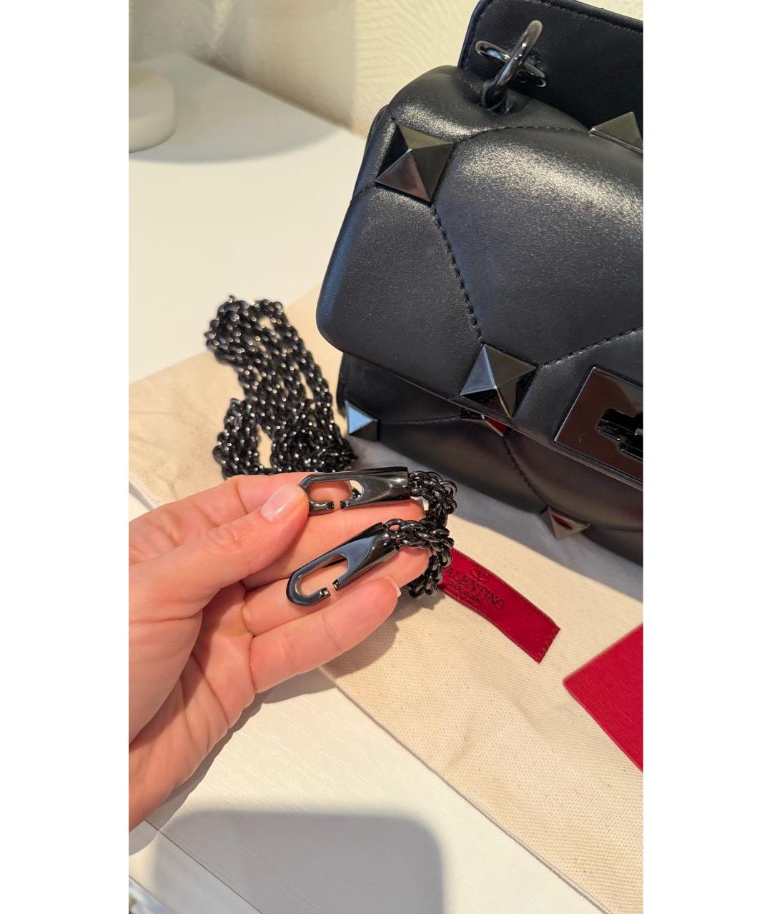 VALENTINO Черная кожаная сумка через плечо, фото 6