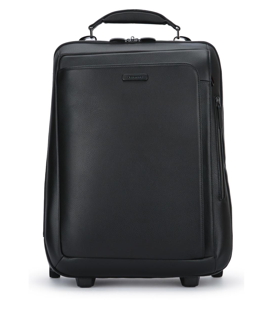 PIQUADRO Черный кожаный чемодан, фото 1