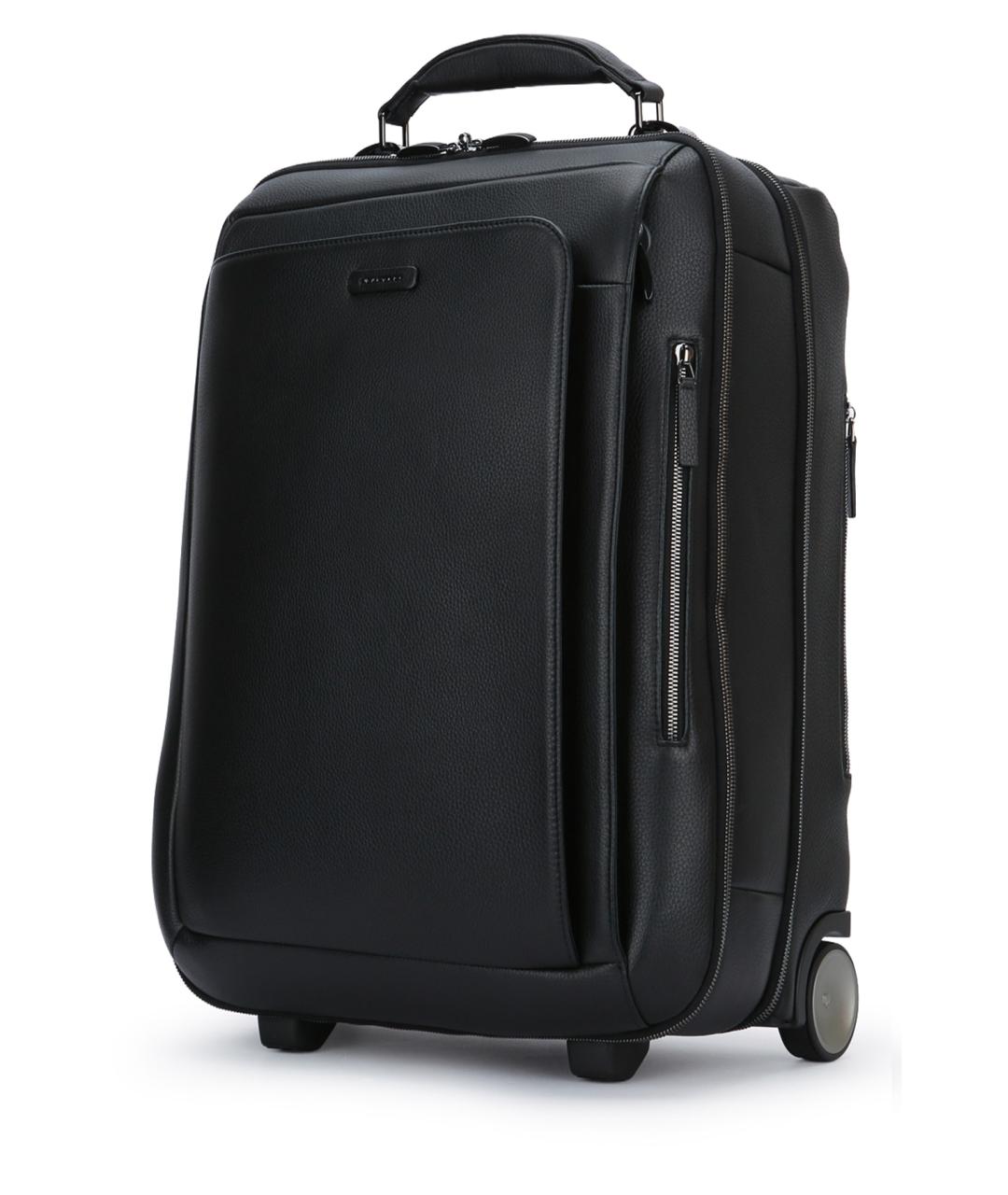 PIQUADRO Черный кожаный чемодан, фото 2