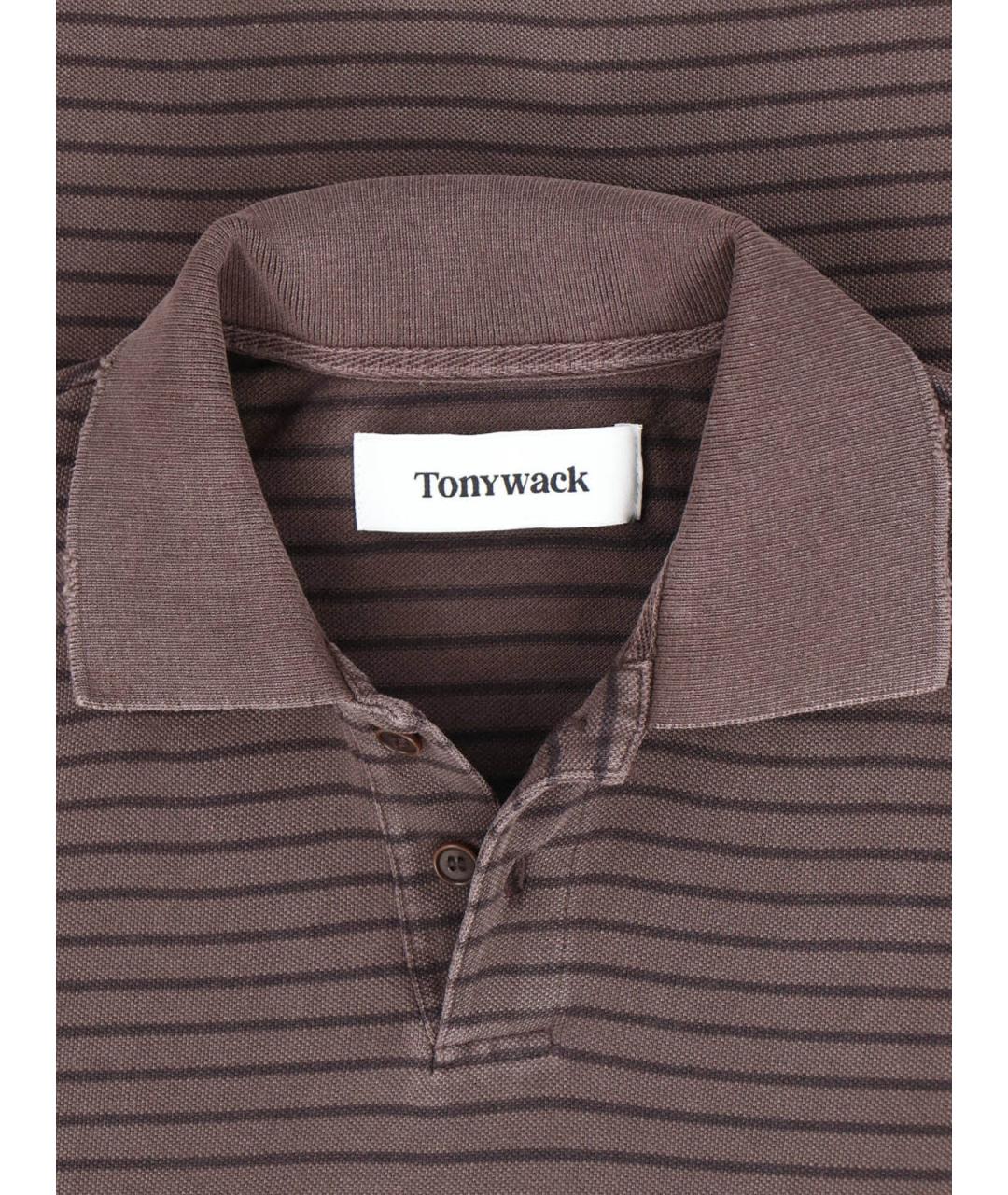 TONYWACK Коричневое хлопковое поло с коротким рукавом, фото 3