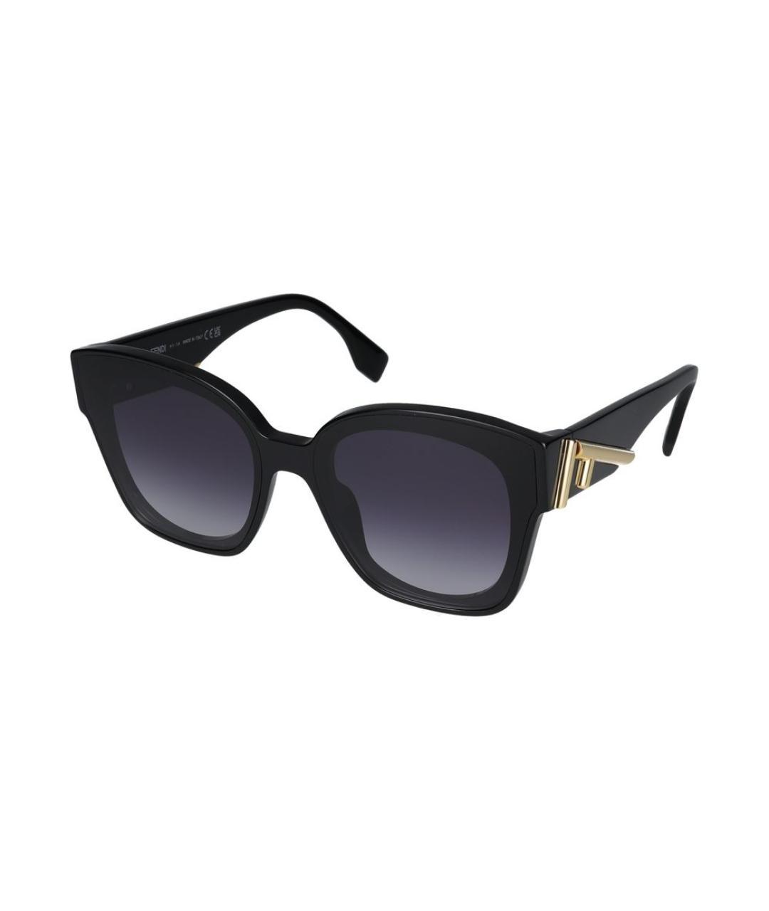 FENDI Черные пластиковые солнцезащитные очки, фото 1