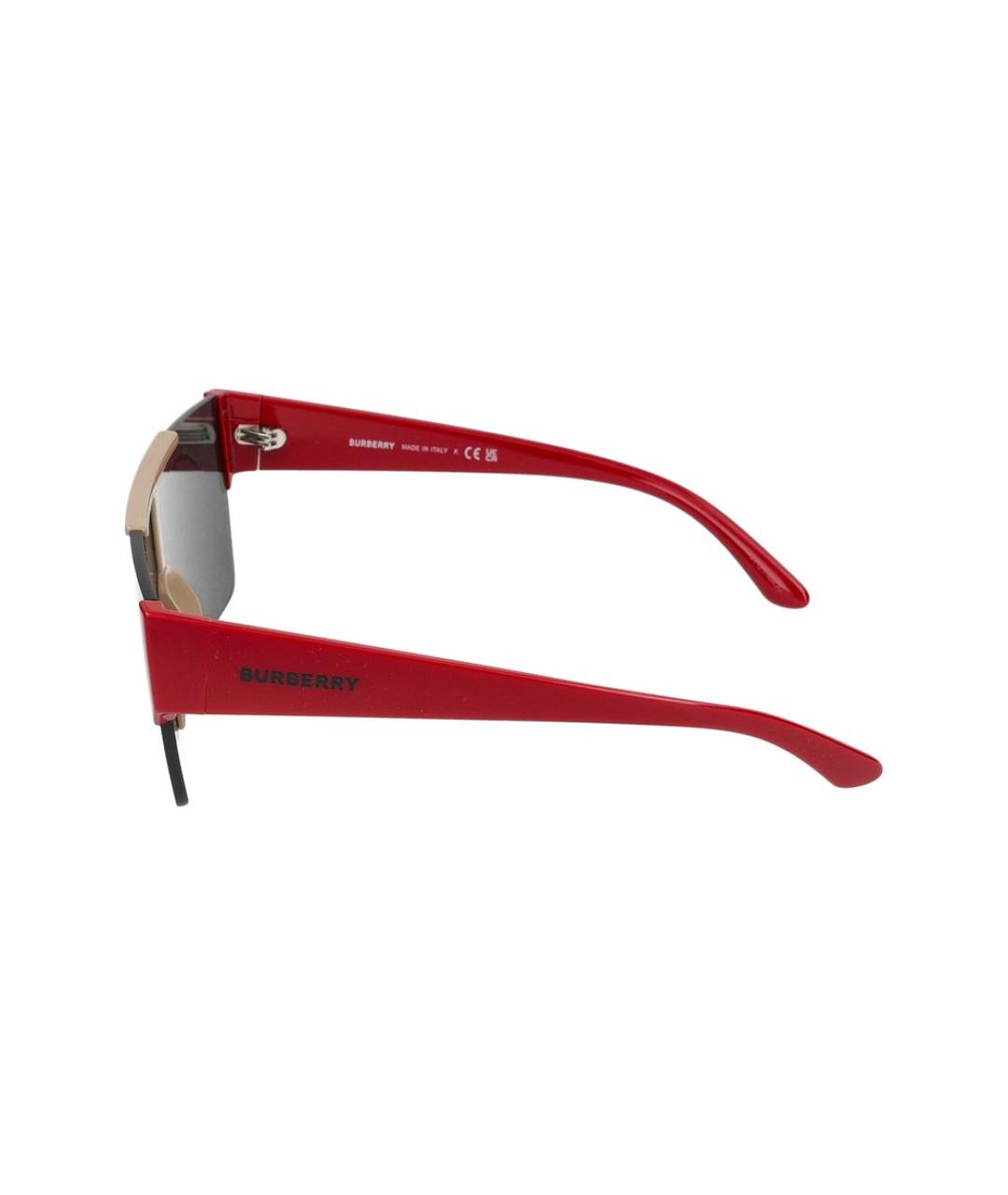 BURBERRY Красные пластиковые солнцезащитные очки, фото 3
