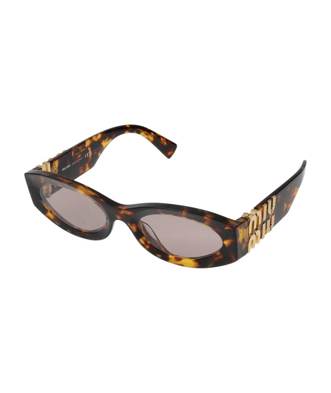 MIU MIU Коричневые пластиковые солнцезащитные очки, фото 1