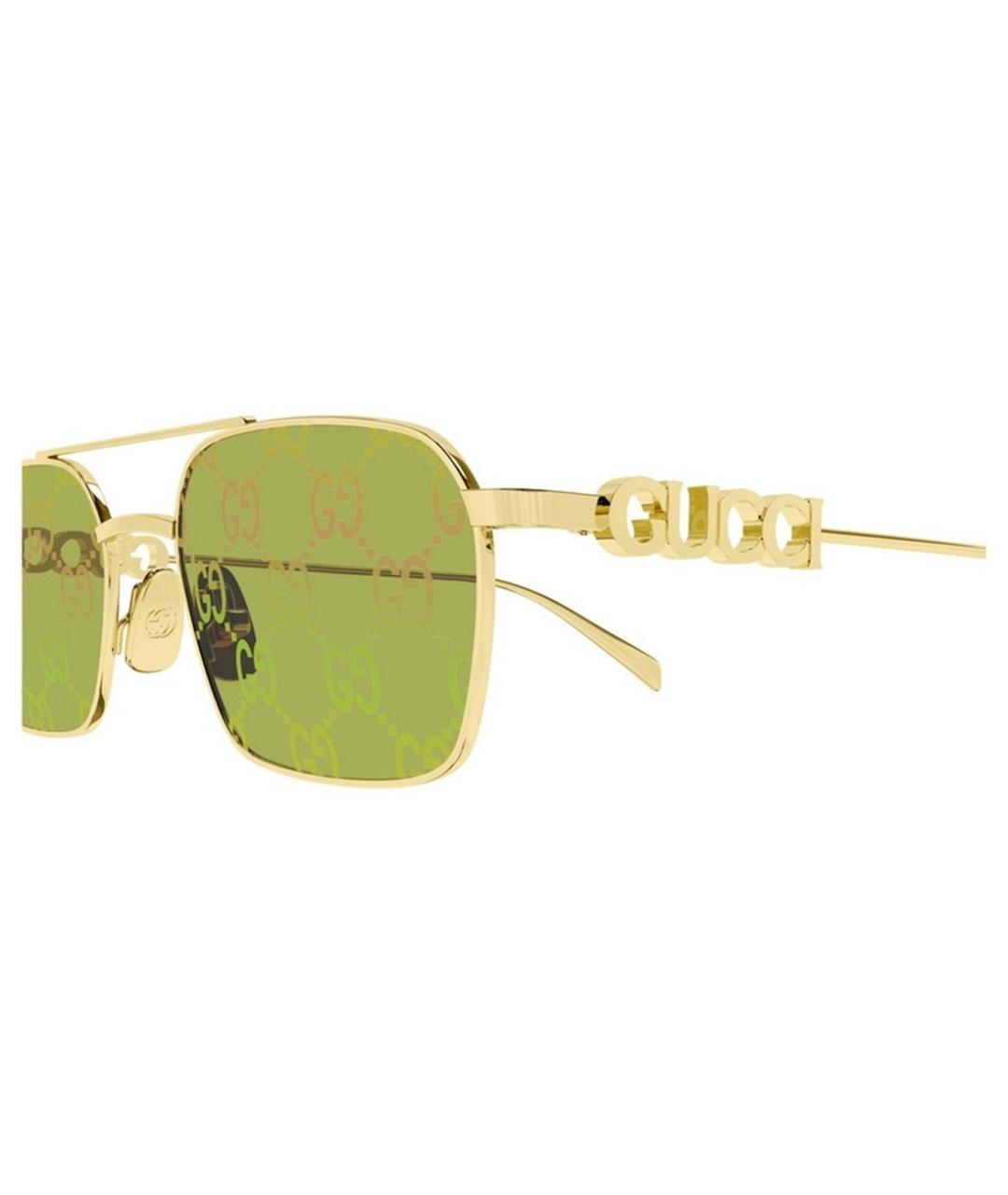 GUCCI Золотые металлические солнцезащитные очки, фото 3
