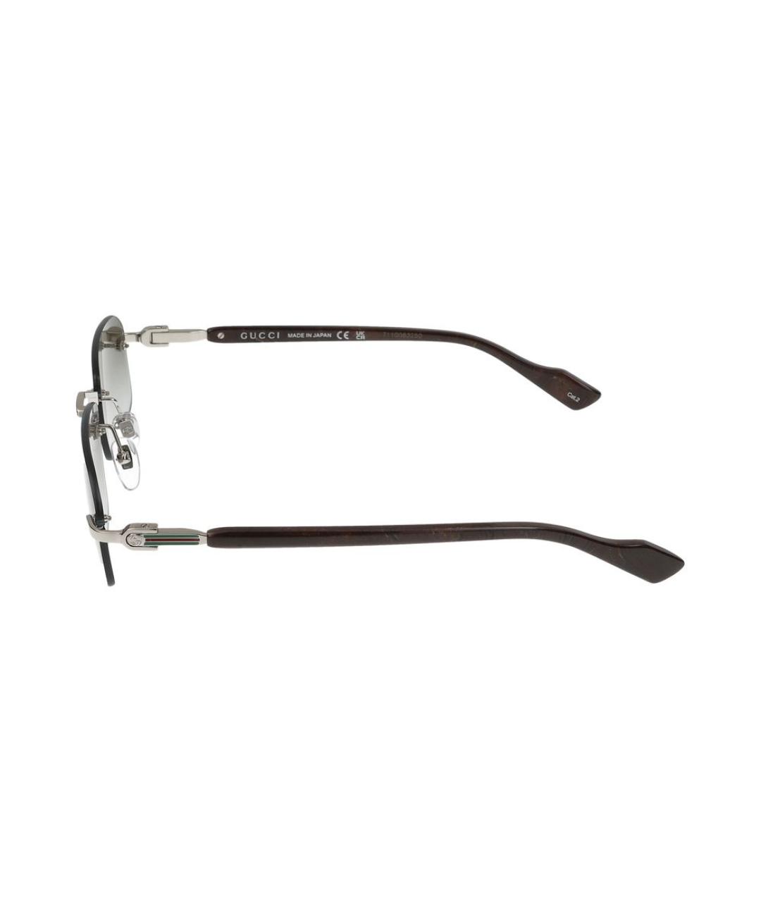 GUCCI Серебряные металлические солнцезащитные очки, фото 5