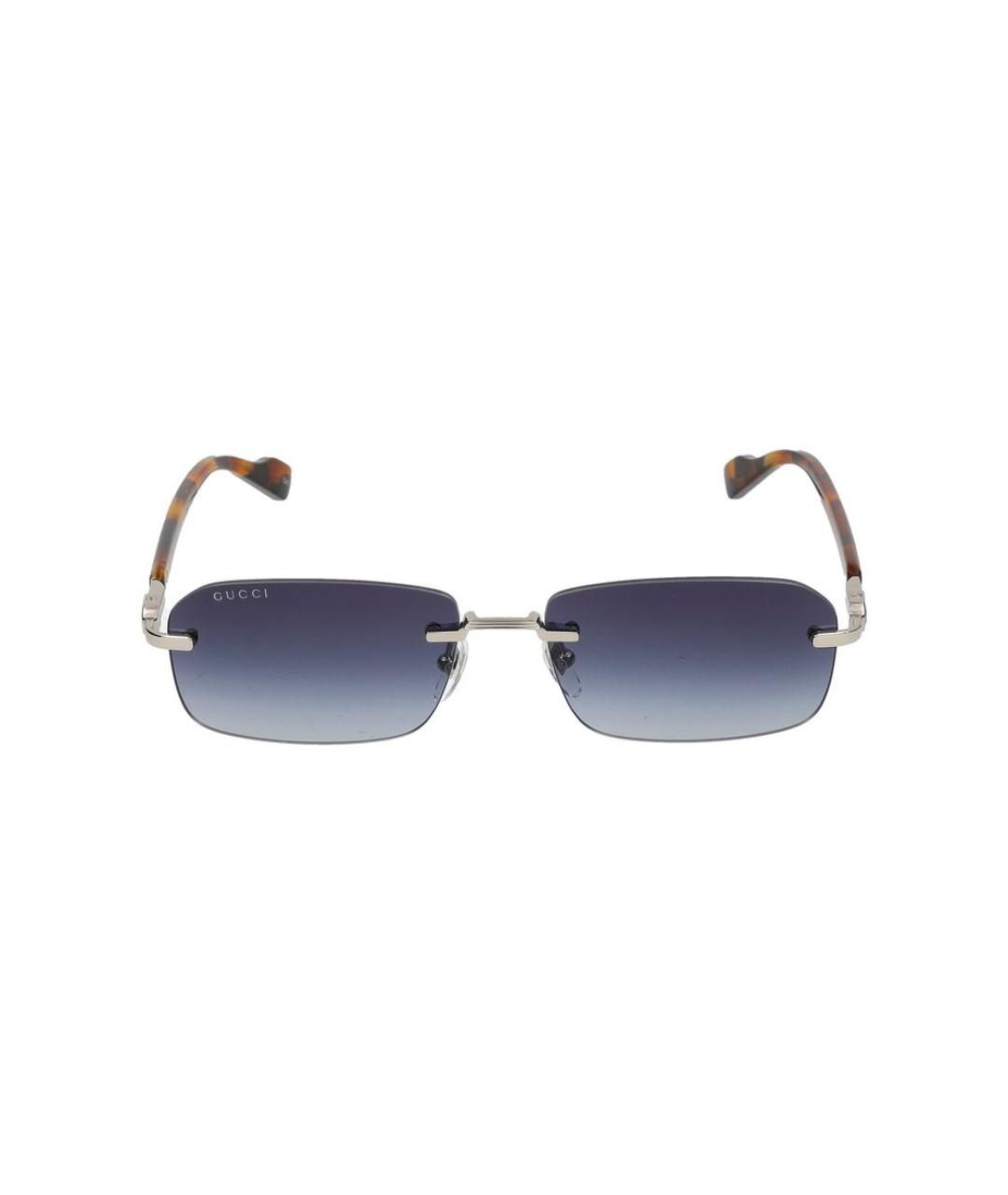 GUCCI Серебряные металлические солнцезащитные очки, фото 2