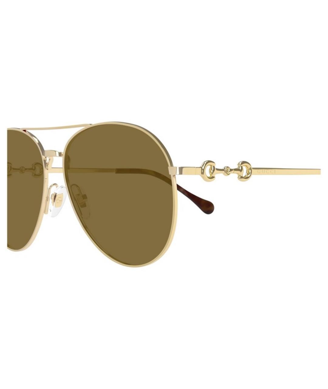 GUCCI Золотые металлические солнцезащитные очки, фото 3
