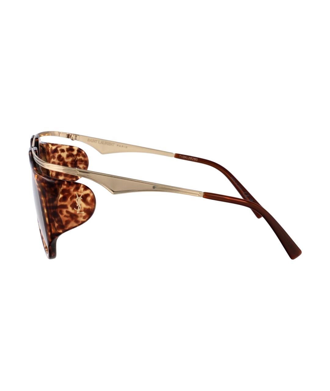 SAINT LAURENT Коричневые металлические солнцезащитные очки, фото 3