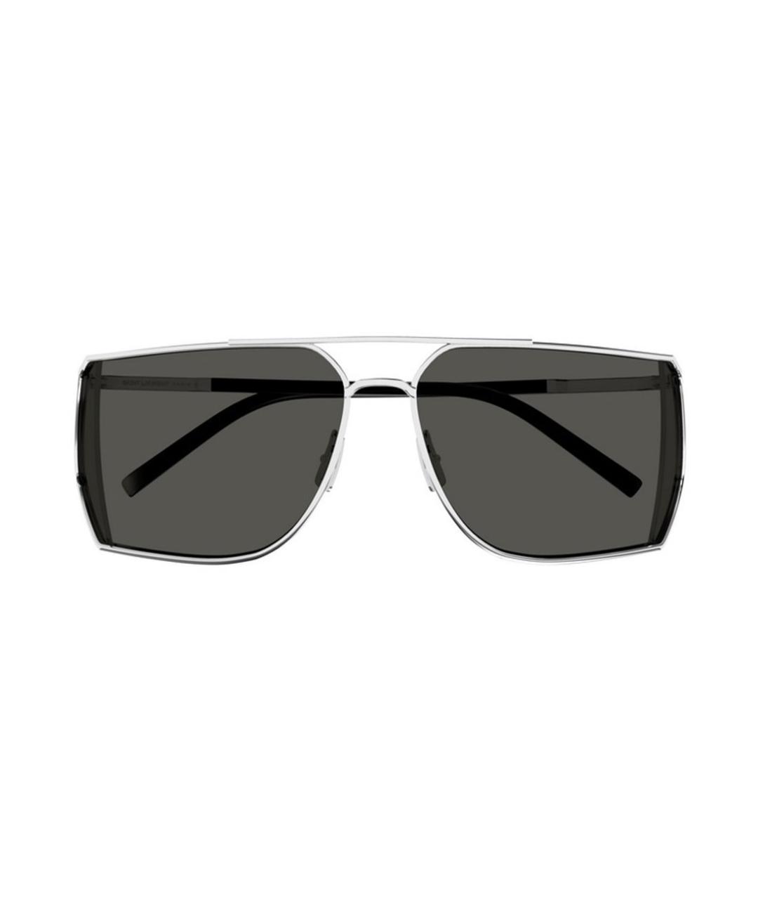 SAINT LAURENT Серебряные металлические солнцезащитные очки, фото 4