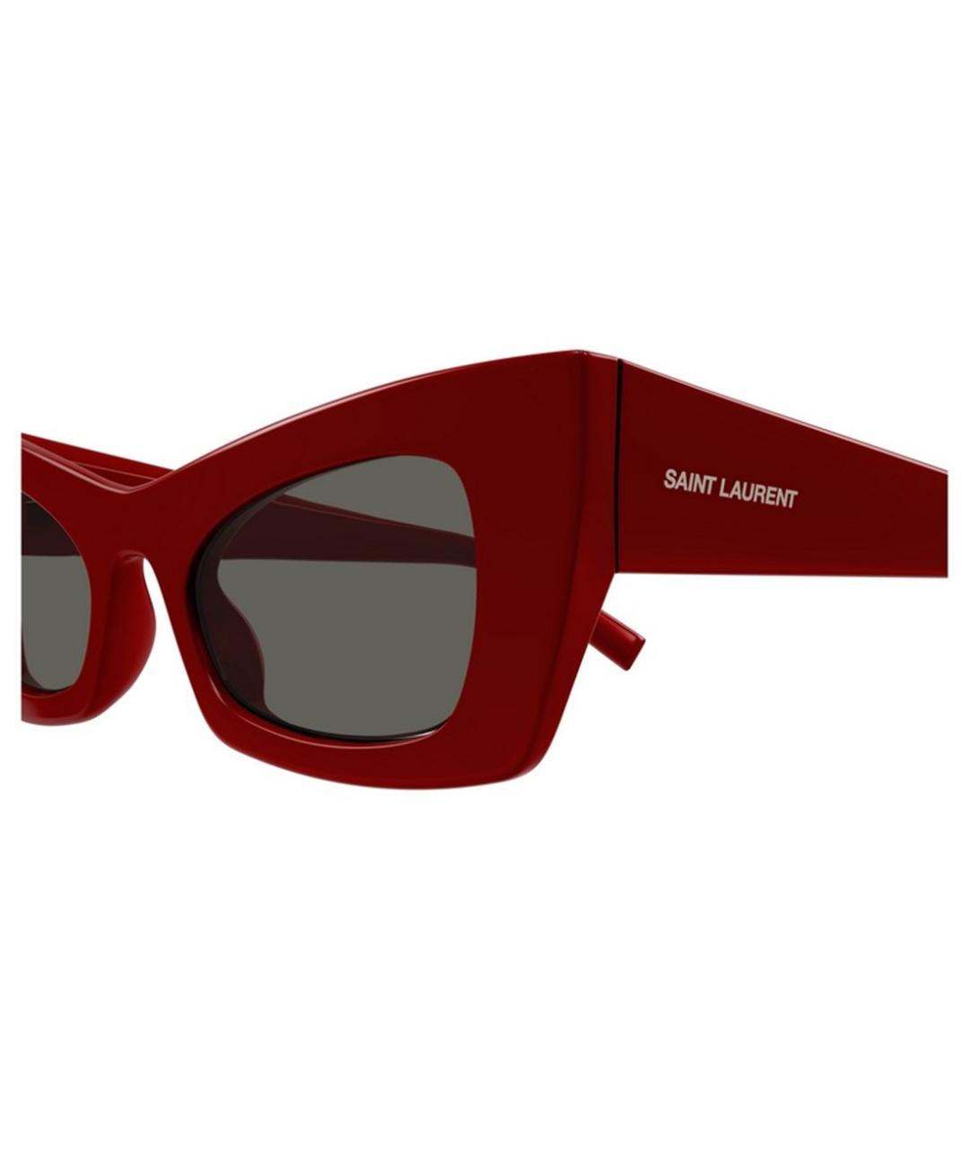SAINT LAURENT Красные пластиковые солнцезащитные очки, фото 3