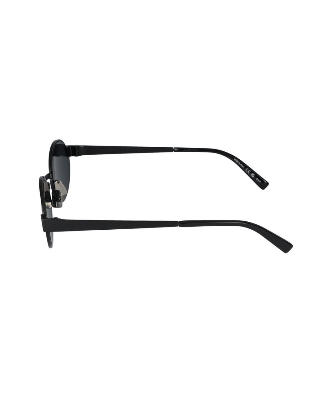 SAINT LAURENT Черные металлические солнцезащитные очки, фото 3