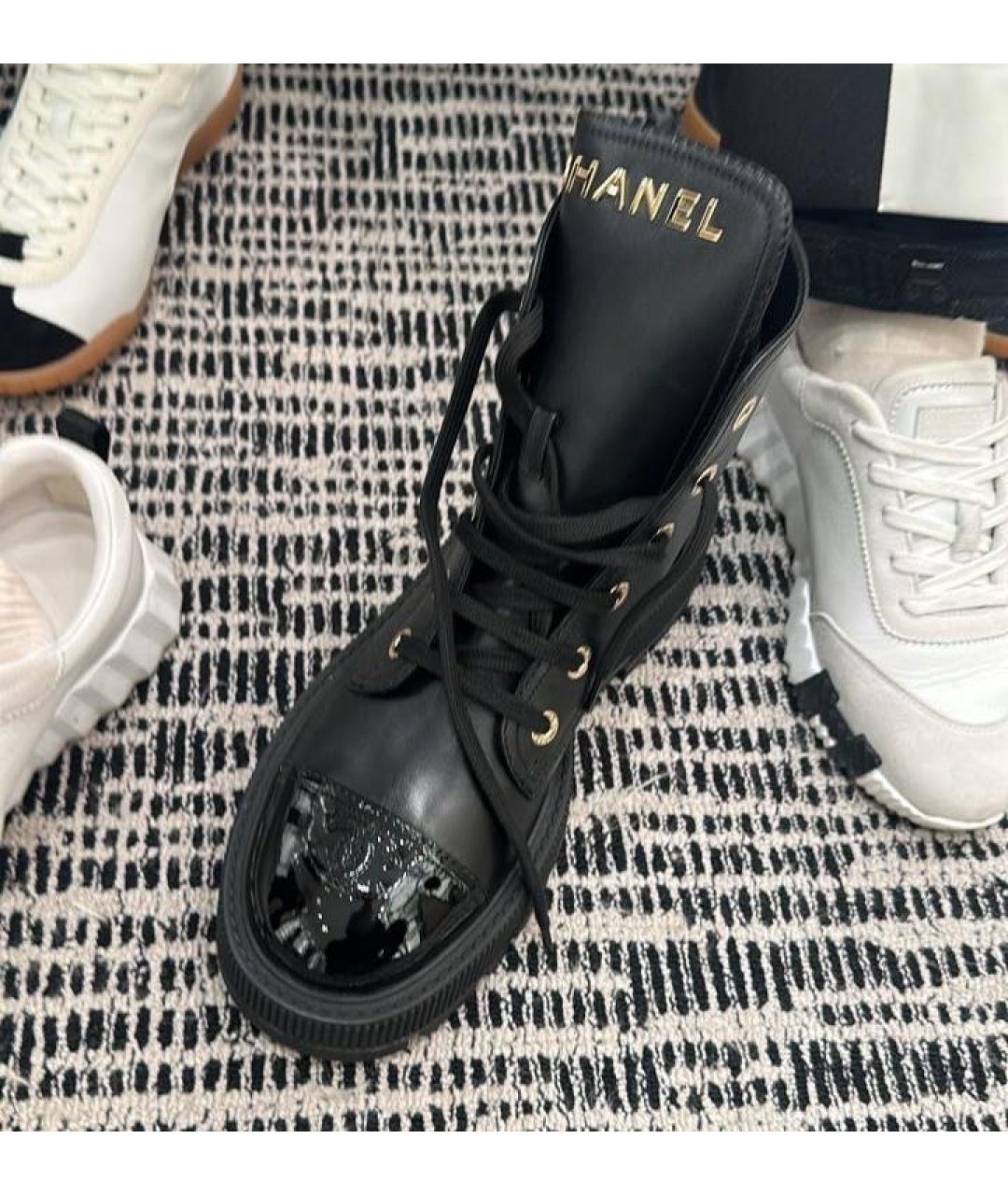 CHANEL Черные кожаные ботинки, фото 3