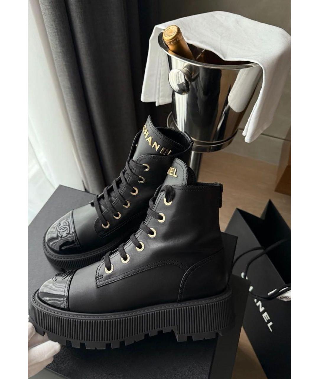 CHANEL Черные кожаные ботинки, фото 5