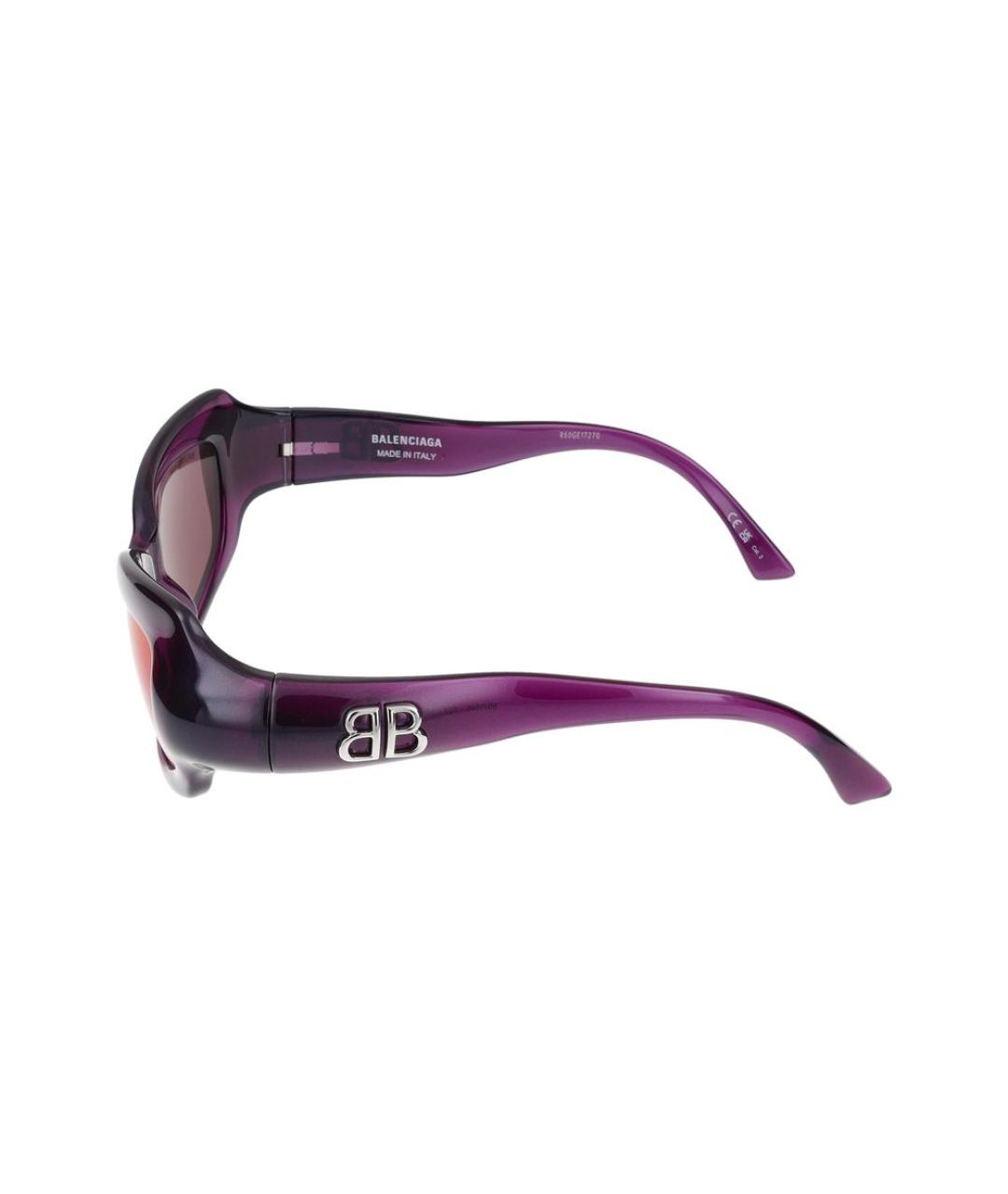 BALENCIAGA Фиолетовые деревянные солнцезащитные очки, фото 3