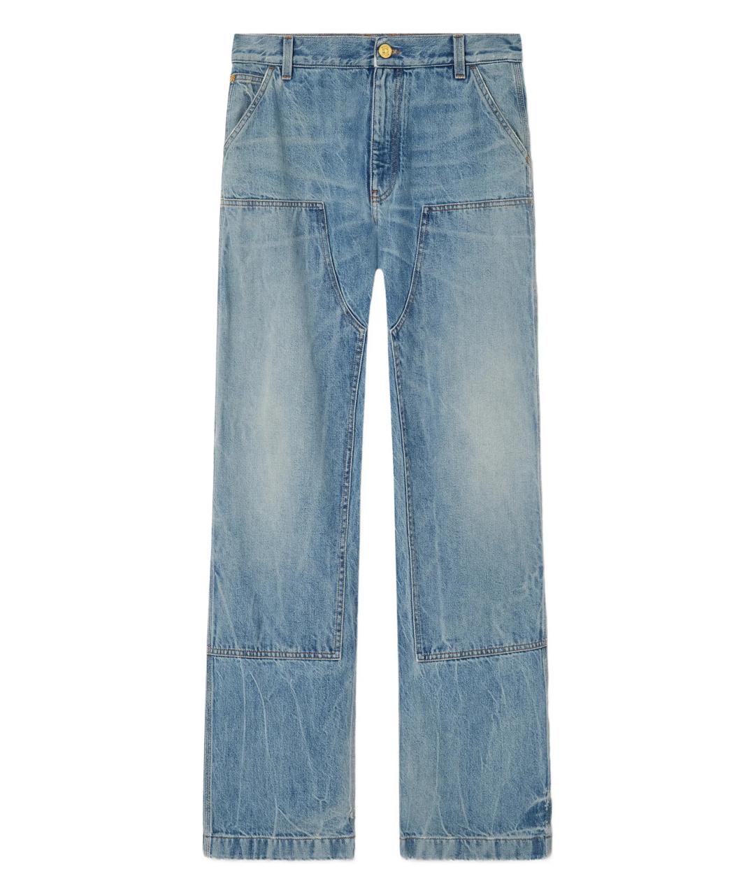 VERSACE Голубые хлопковые прямые джинсы, фото 1