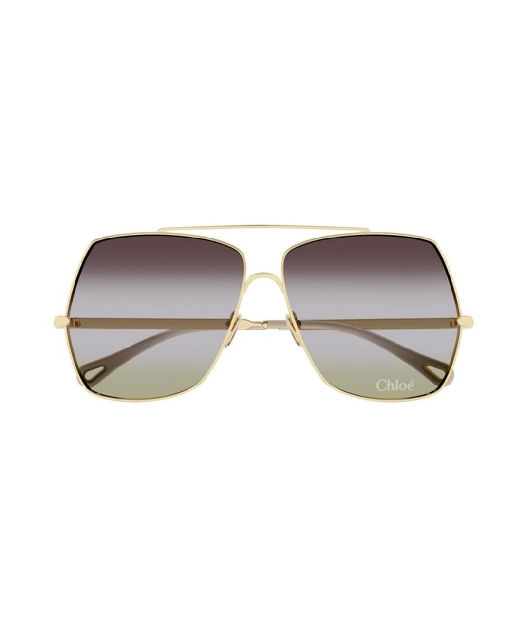 CHLOE Золотые металлические солнцезащитные очки, фото 2