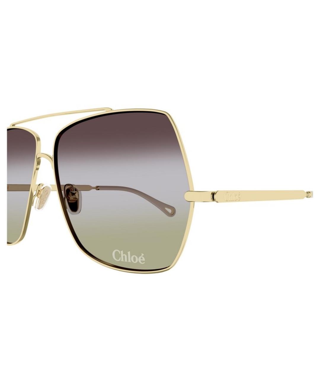 CHLOE Золотые металлические солнцезащитные очки, фото 3