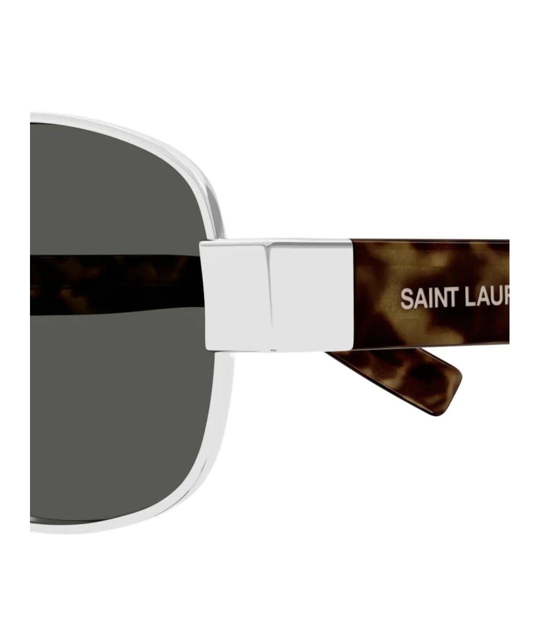 SAINT LAURENT Серебряные металлические солнцезащитные очки, фото 3