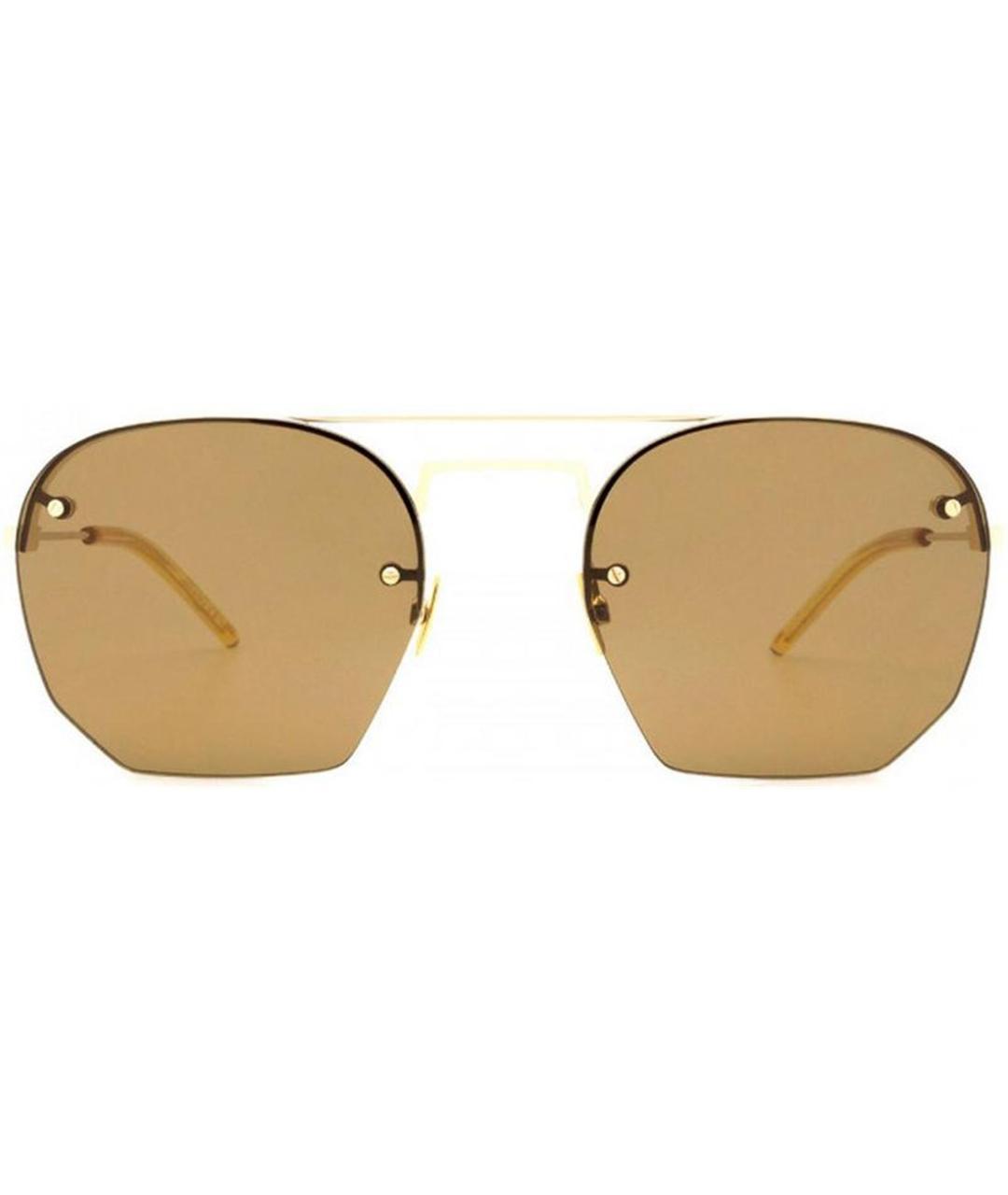 SAINT LAURENT Золотые металлические солнцезащитные очки, фото 3