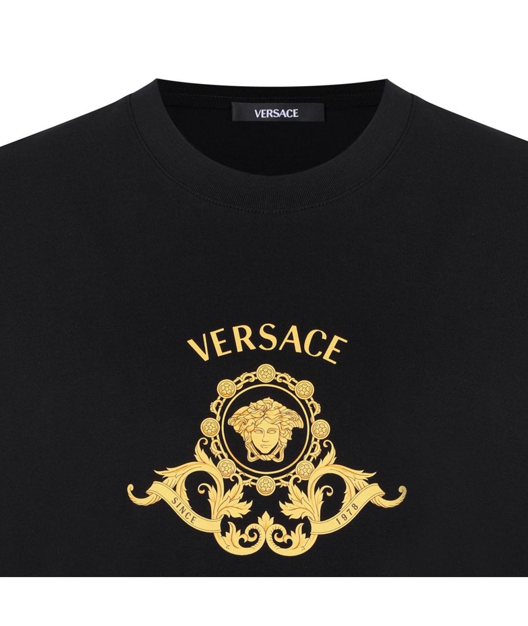 VERSACE Черная хлопковая футболка, фото 3