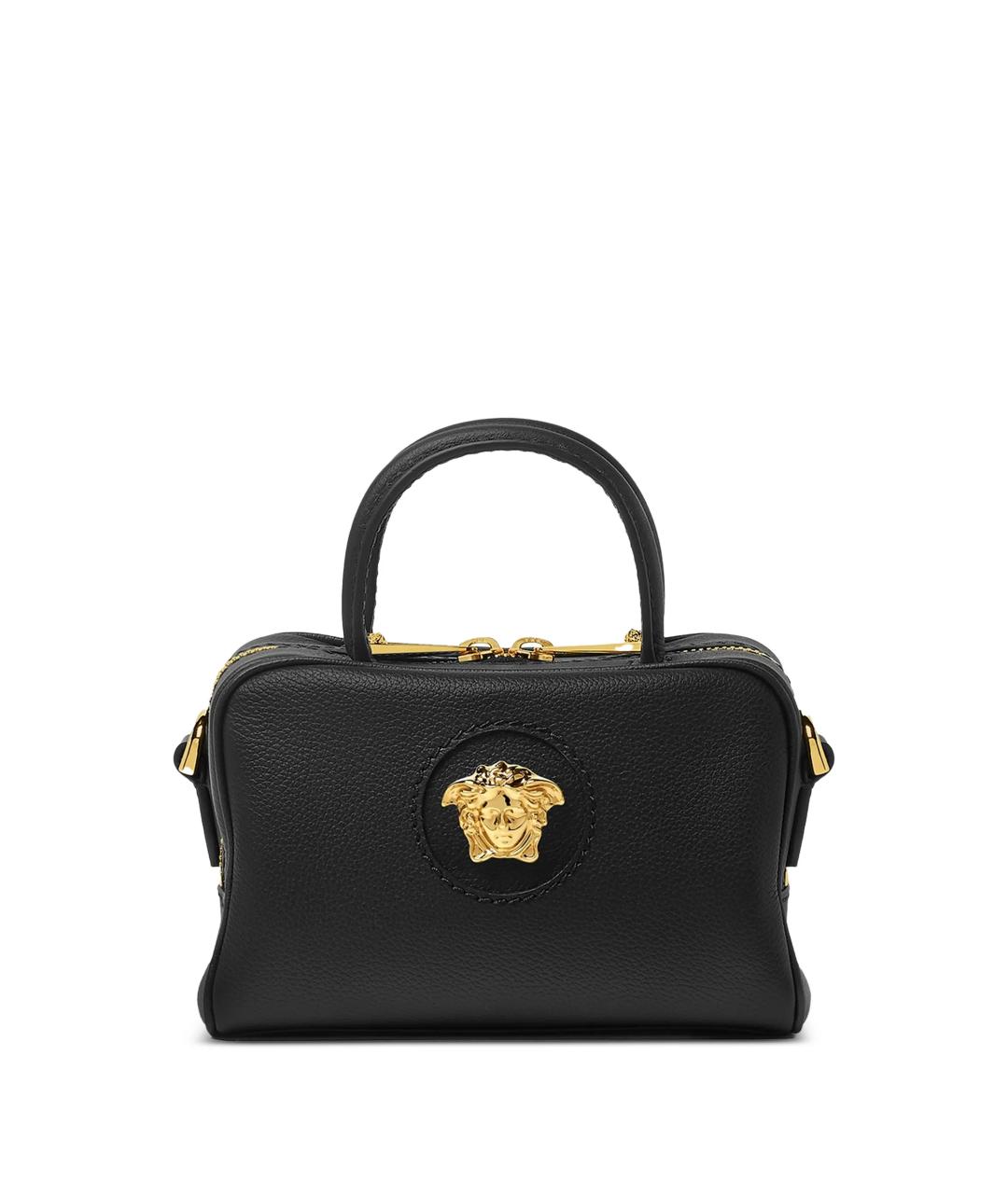 VERSACE Черная кожаная сумка тоут, фото 1