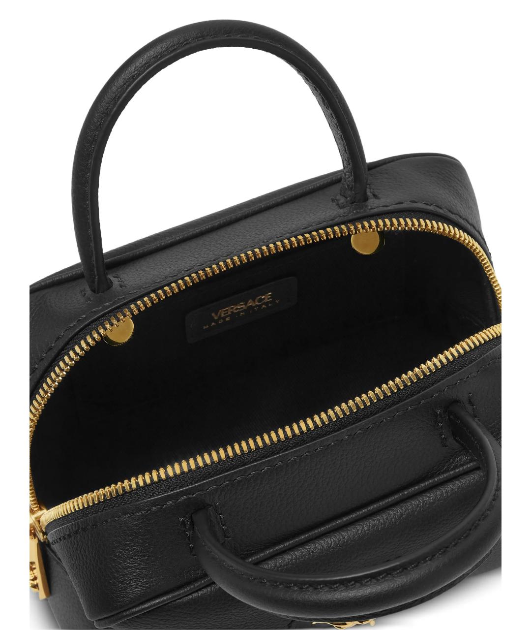 VERSACE Черная кожаная сумка тоут, фото 5