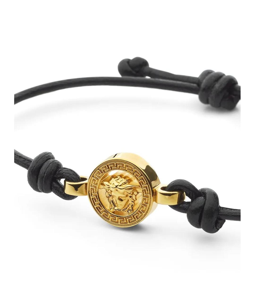 VERSACE Черный кожаный браслет, фото 3