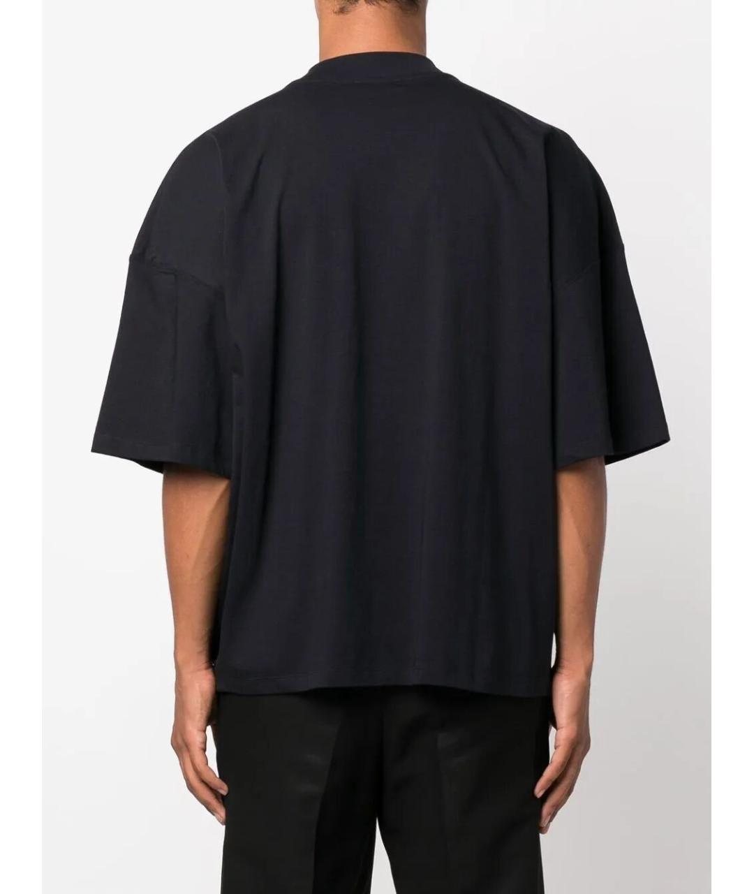 JIL SANDER Темно-синяя хлопковая футболка, фото 2