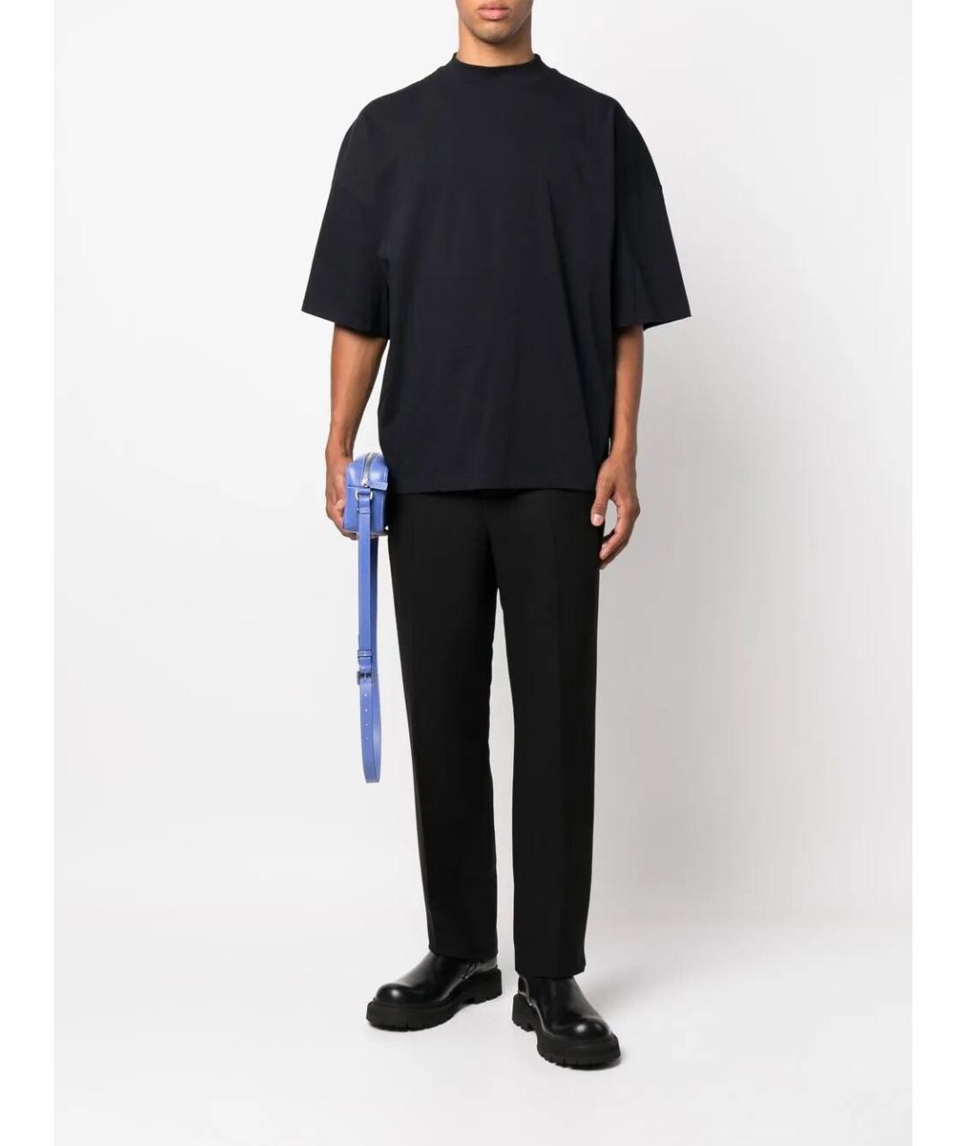 JIL SANDER Темно-синяя хлопковая футболка, фото 3