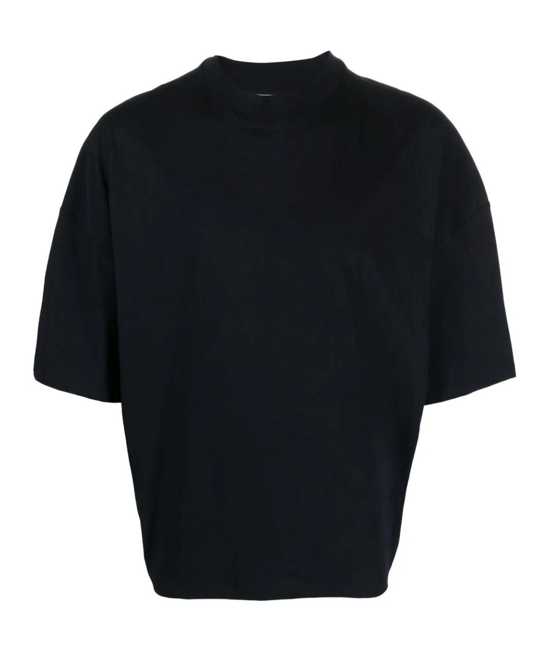 JIL SANDER Темно-синяя хлопковая футболка, фото 1