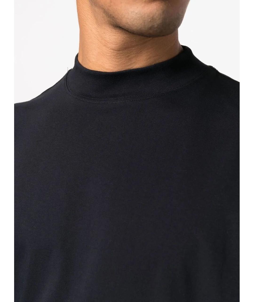 JIL SANDER Темно-синяя хлопковая футболка, фото 4