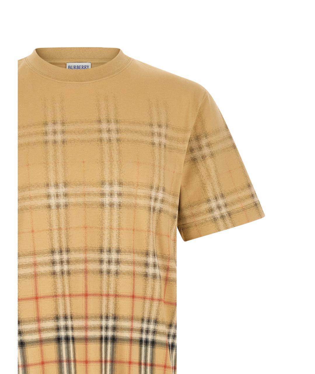 BURBERRY Бежевая хлопковая футболка, фото 3