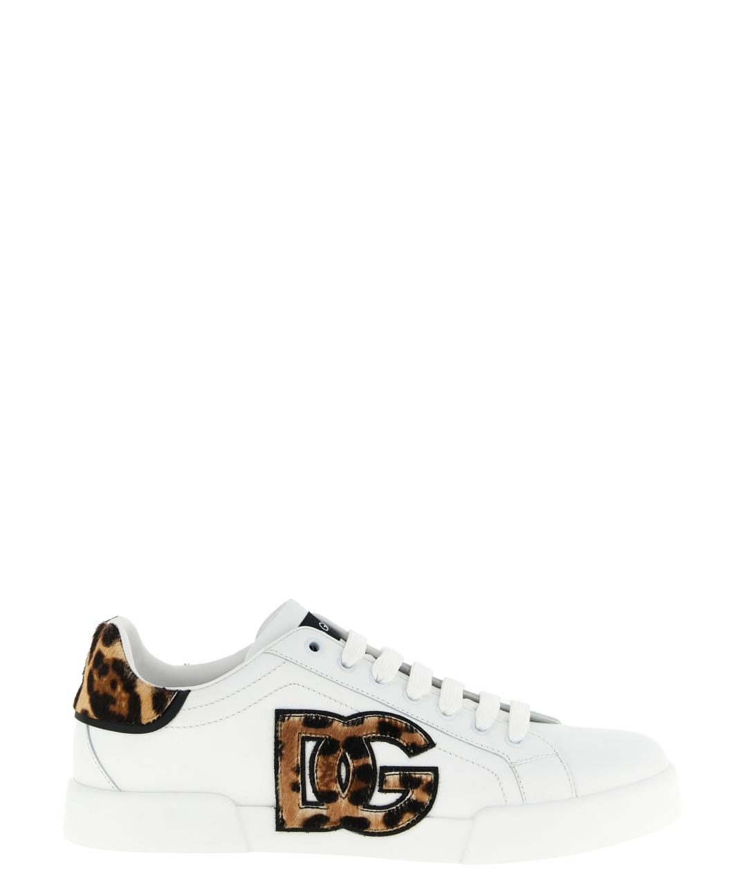 DOLCE&GABBANA Белые кожаные кроссовки, фото 1