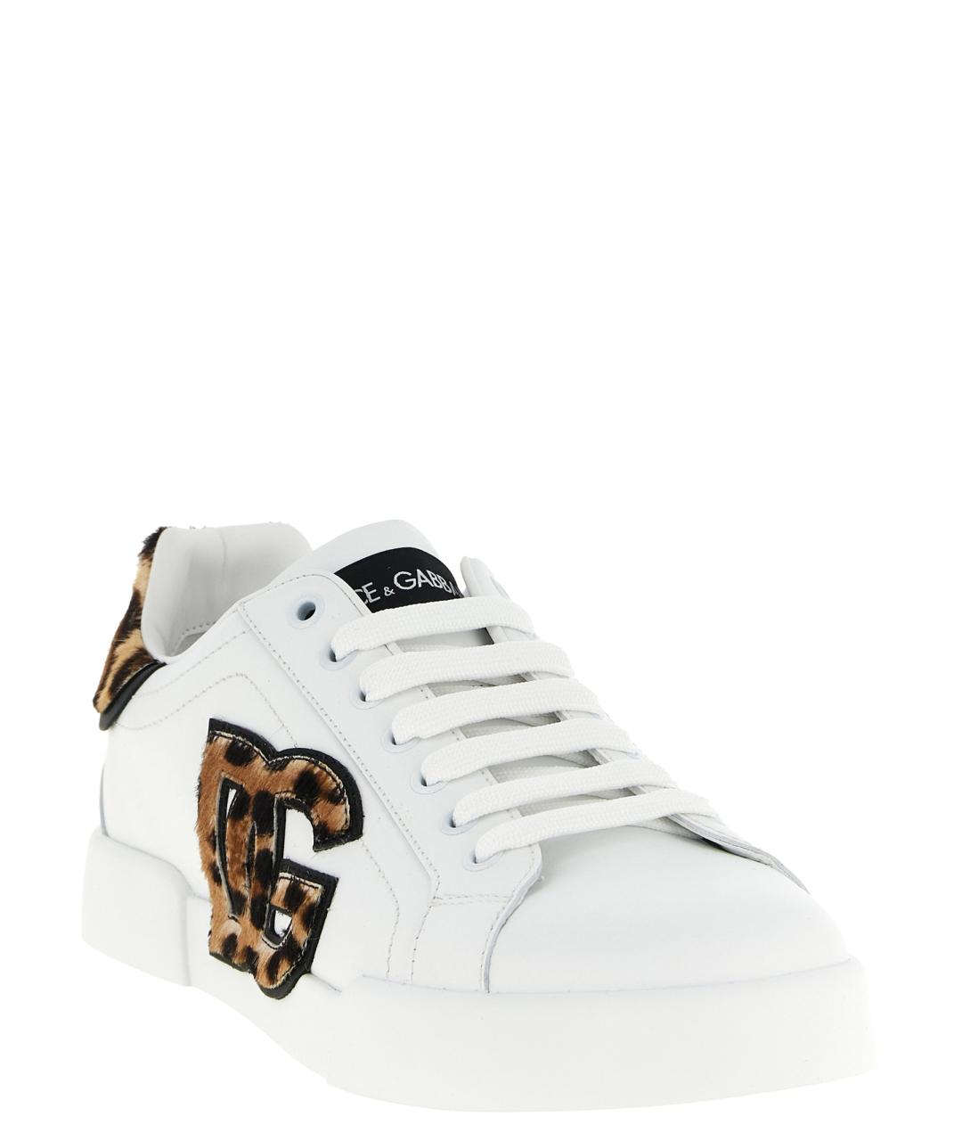 DOLCE&GABBANA Белые кожаные кроссовки, фото 2