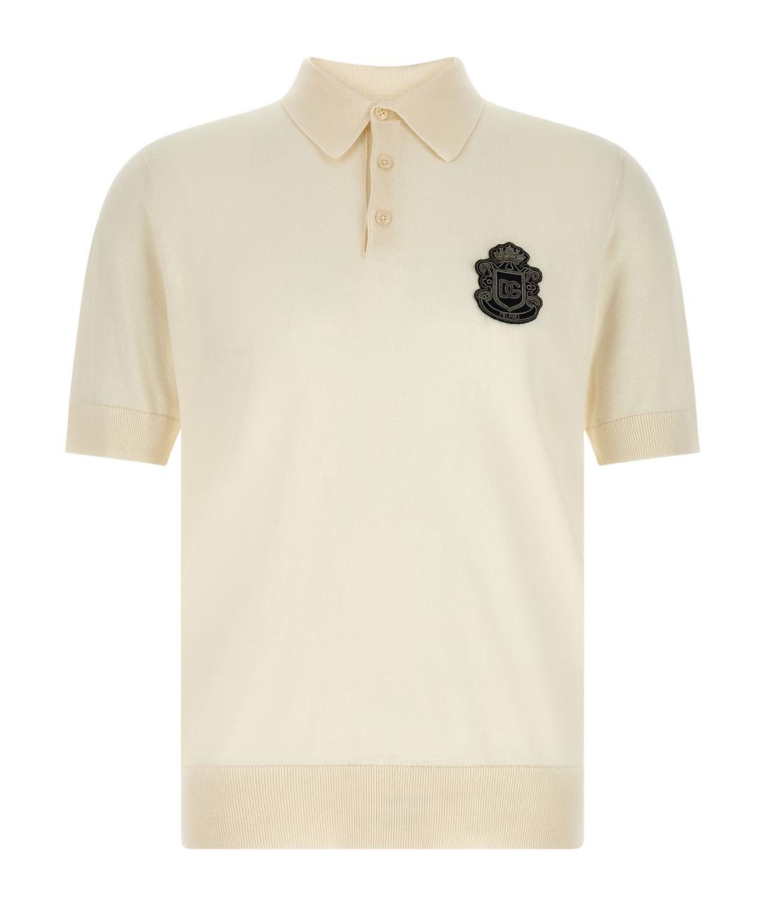 DOLCE&GABBANA Белое хлопковое поло с коротким рукавом, фото 1