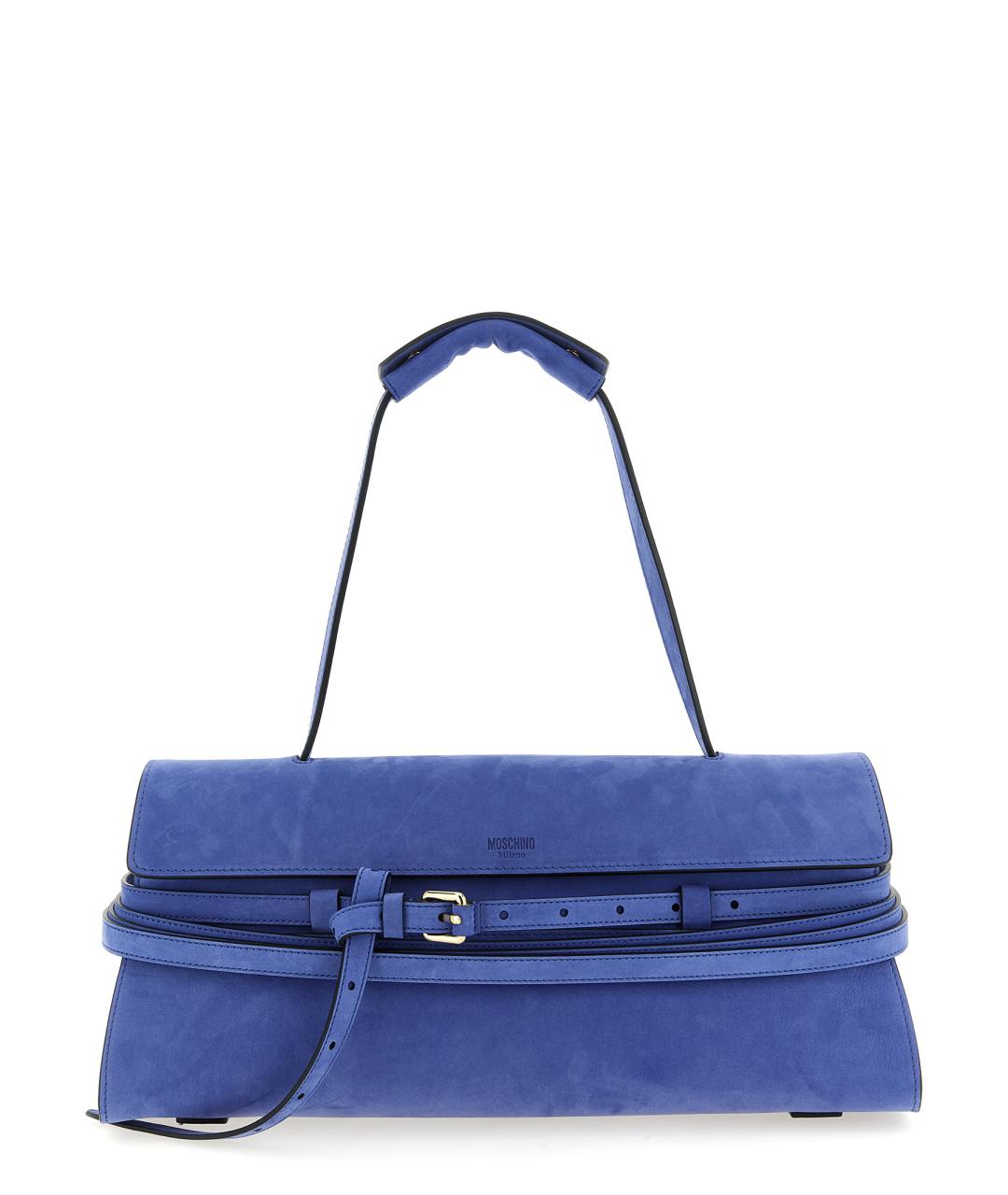 MOSCHINO Синяя замшевая сумка через плечо, фото 1