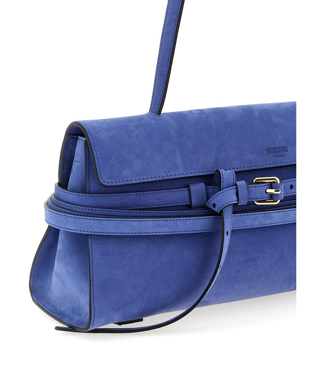 MOSCHINO Синяя замшевая сумка через плечо, фото 3