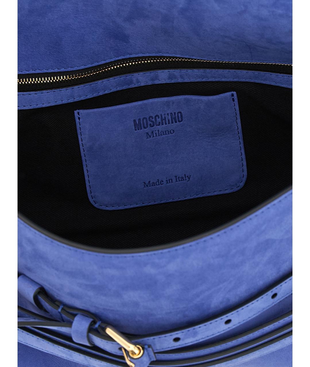 MOSCHINO Синяя замшевая сумка через плечо, фото 4
