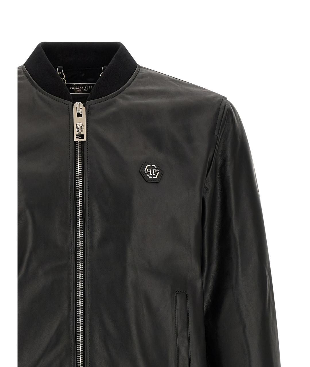 PHILIPP PLEIN Черная кожаная куртка, фото 3