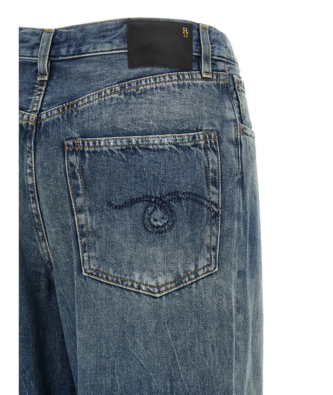 R13 Синие хлопковые прямые джинсы, фото 4