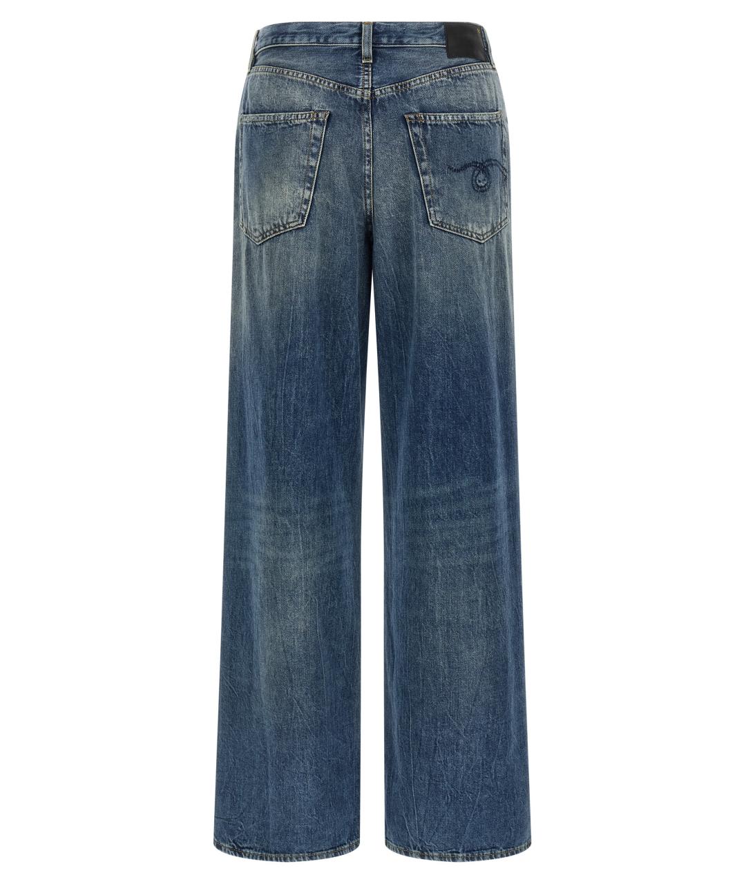 R13 Синие хлопковые прямые джинсы, фото 2