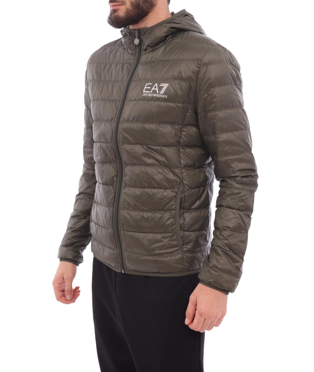 EA7 Хаки полиамидовая куртка, фото 5