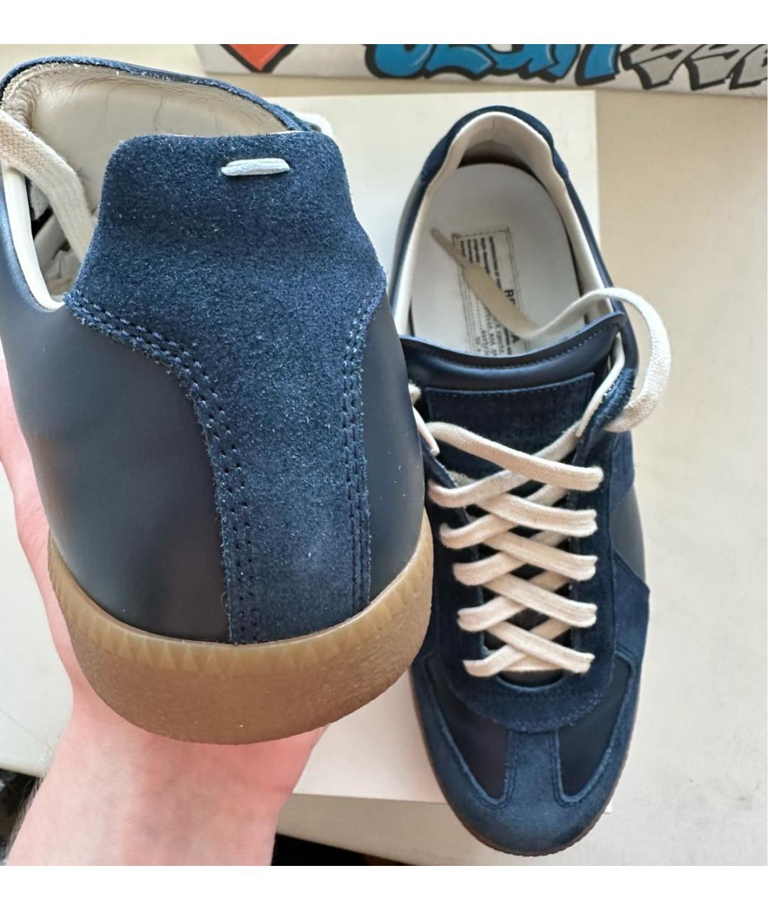 MAISON MARGIELA Черные кожаные низкие кроссовки / кеды, фото 6