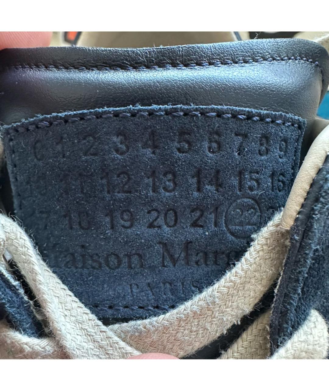 MAISON MARGIELA Черные кожаные низкие кроссовки / кеды, фото 7