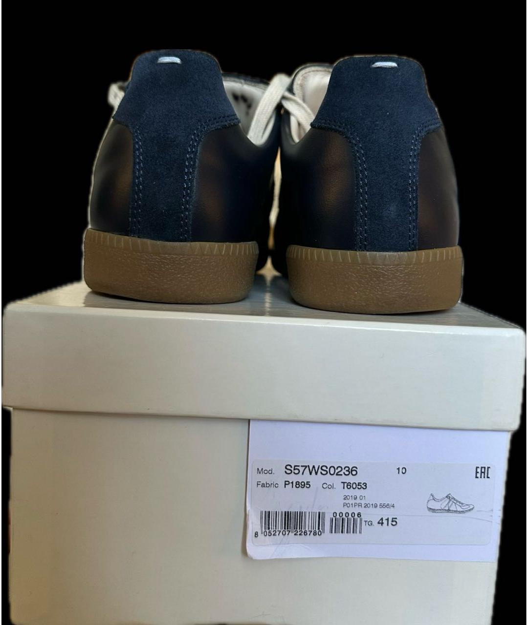 MAISON MARGIELA Черные кожаные низкие кроссовки / кеды, фото 4