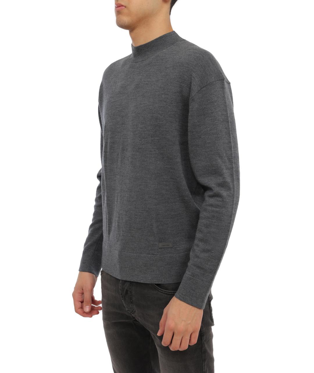 CALVIN KLEIN Серый шерстяной джемпер / свитер, фото 3