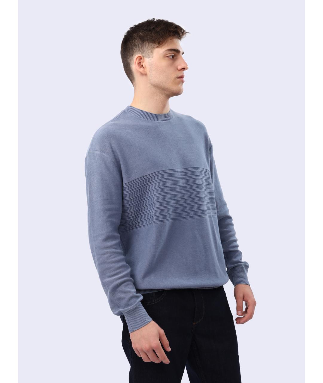 ARMANI EXCHANGE Голубой хлопковый джемпер / свитер, фото 3